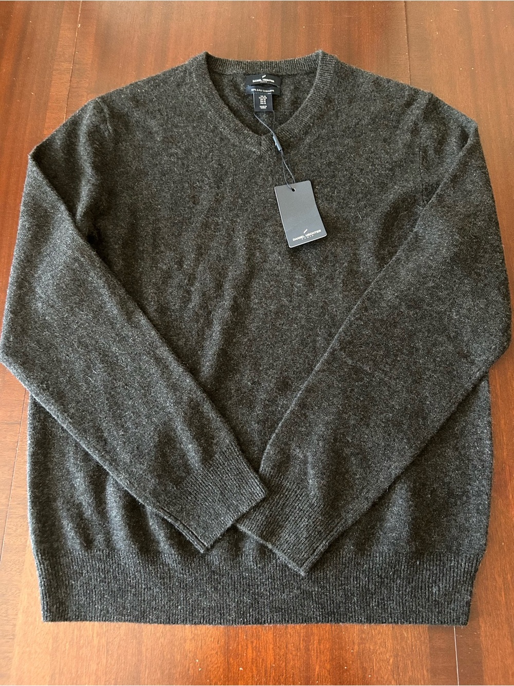 Daniel Hechter V-Neck Charcoal Gray 2-Ply Cashmere Sweater
